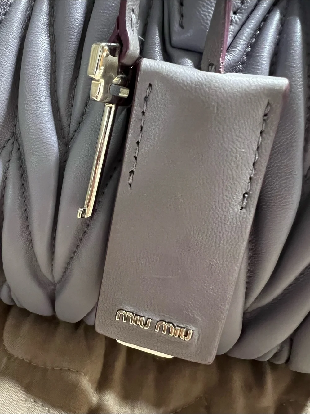 Miu Miu Lavender Matelassé Satchel with Detachable Strap